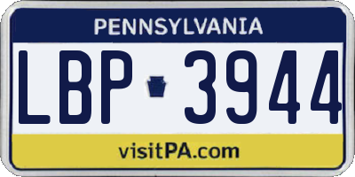 PA license plate LBP3944