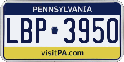 PA license plate LBP3950