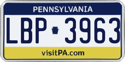 PA license plate LBP3963