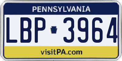PA license plate LBP3964