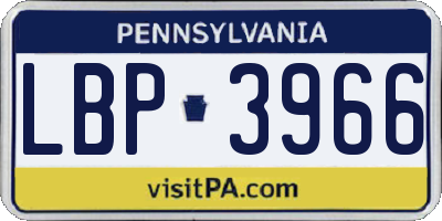 PA license plate LBP3966