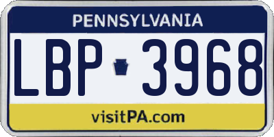 PA license plate LBP3968