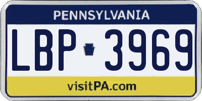 PA license plate LBP3969