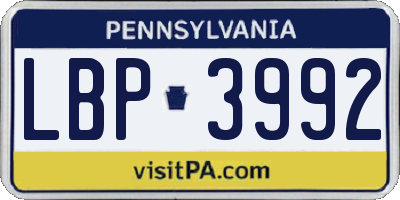 PA license plate LBP3992