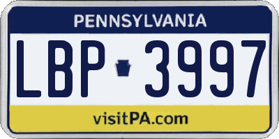 PA license plate LBP3997