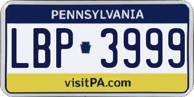 PA license plate LBP3999