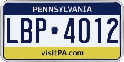 PA license plate LBP4012