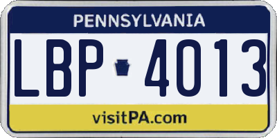 PA license plate LBP4013