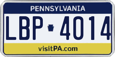 PA license plate LBP4014