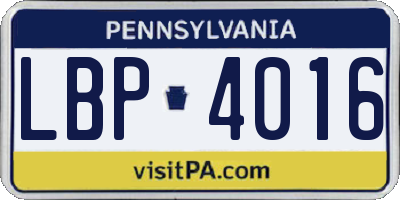 PA license plate LBP4016