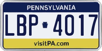 PA license plate LBP4017