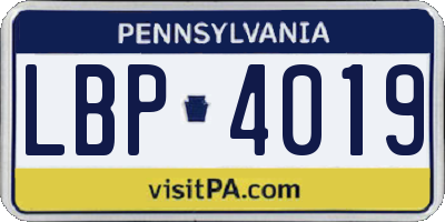 PA license plate LBP4019