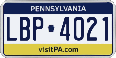 PA license plate LBP4021
