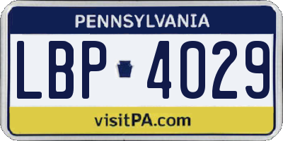PA license plate LBP4029