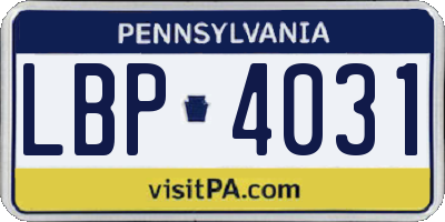 PA license plate LBP4031