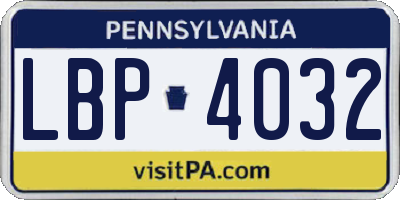 PA license plate LBP4032