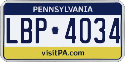 PA license plate LBP4034