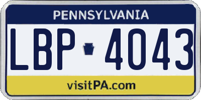 PA license plate LBP4043