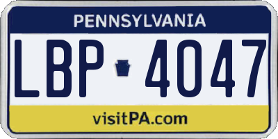 PA license plate LBP4047