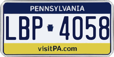 PA license plate LBP4058