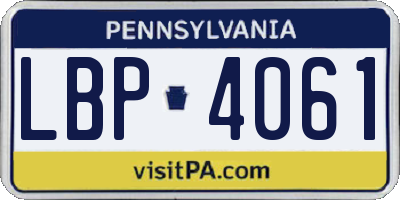 PA license plate LBP4061