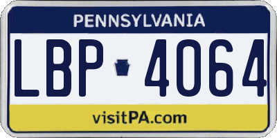 PA license plate LBP4064