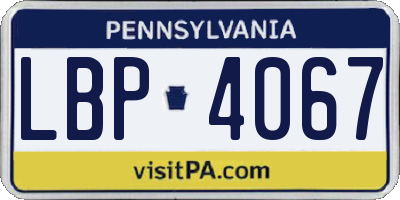 PA license plate LBP4067