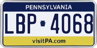 PA license plate LBP4068