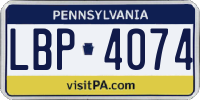 PA license plate LBP4074