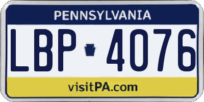 PA license plate LBP4076