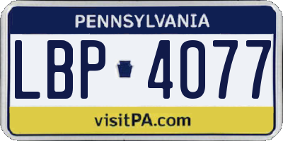 PA license plate LBP4077
