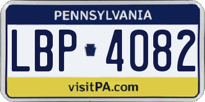 PA license plate LBP4082