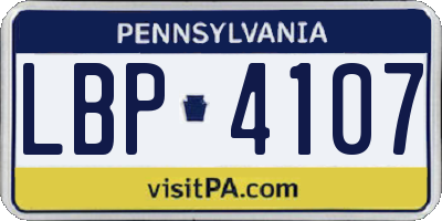 PA license plate LBP4107
