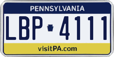 PA license plate LBP4111