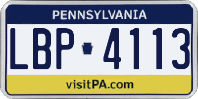 PA license plate LBP4113