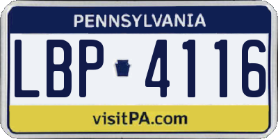PA license plate LBP4116