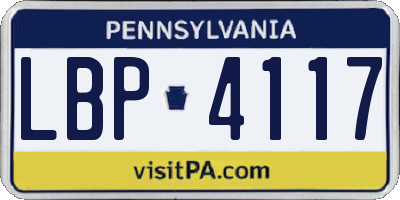 PA license plate LBP4117