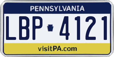 PA license plate LBP4121