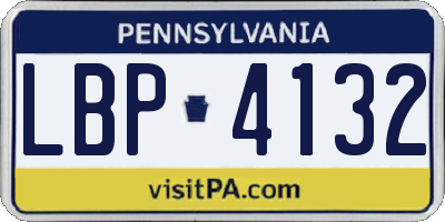 PA license plate LBP4132