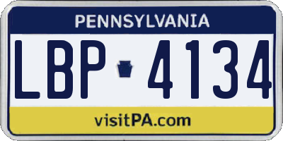 PA license plate LBP4134