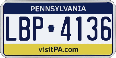 PA license plate LBP4136