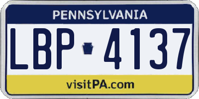 PA license plate LBP4137