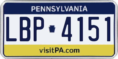 PA license plate LBP4151