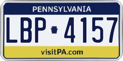 PA license plate LBP4157