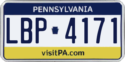 PA license plate LBP4171
