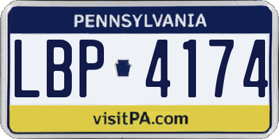 PA license plate LBP4174