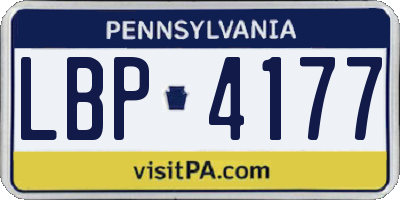 PA license plate LBP4177