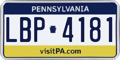 PA license plate LBP4181