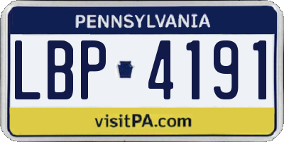PA license plate LBP4191