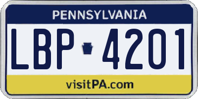 PA license plate LBP4201